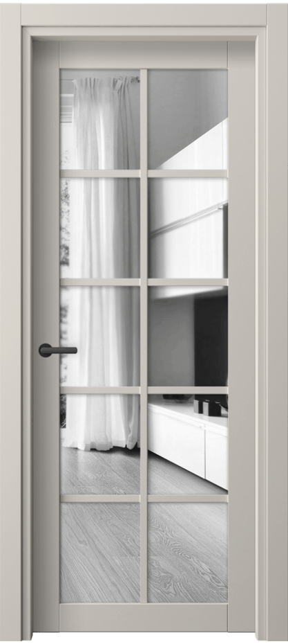 Межкомнатная дверь Neo 2106 ПЭТ светло-серый Двустороннее зеркало, триплекс, 6 мм Цена 35699 ₽ | Volhovec