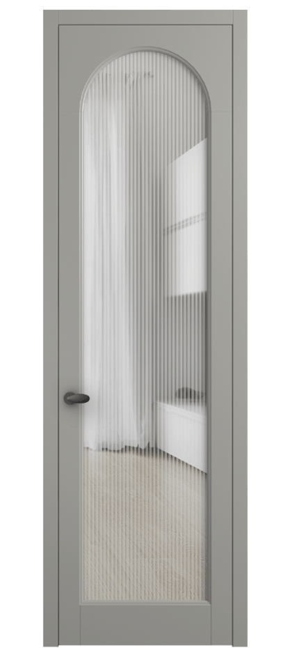 Межкомнатная дверь Palazzo 6804 Матовый нейтральный серый Рифлёное стекло "Moru", триплекс, 8 мм Цена 104130 ₽ | Volhovec