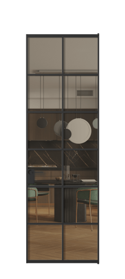 Алюминиевая дверь АЛПЛ040.05 Алюминий Черный Прозрачное бронзовое стекло, триплекс, 6 мм Цена 136090  | Volhovec