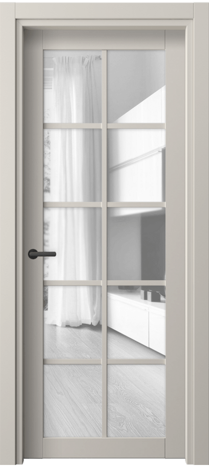 Межкомнатная дверь Neo 2106 ПЭТ светло-серый Прозрачное стекло, триплекс, 6 мм Цена 33699 ₽ | Volhovec