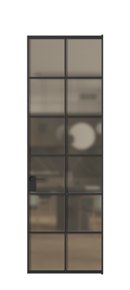 Алюминиевая дверь АЛПЛ040.05 Алюминий Черный Сатинированное бронзовое стекло, триплекс, 6 мм Цена 136090  | Volhovec