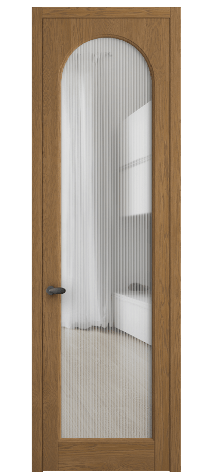 Межкомнатная дверь Palazzo 6804 Дуб пряный матовый Рифлёное стекло "Moru", триплекс, 8 мм Цена 154990 ₽ | Volhovec