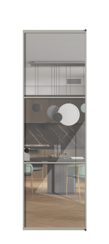 Алюминиевая дверь АЛПЛ040.03 Алюминий нейтральный серый Рефлективное прозрачное стекло "Stopsol", калёное, 6мм Цена 143390  | Volhovec