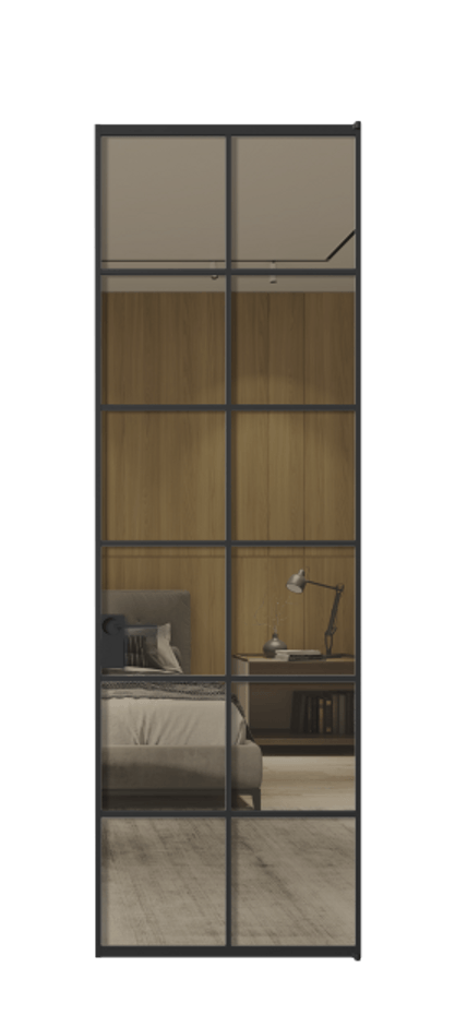 Алюминиевая дверь АЛПЛ040.05 Алюминий Черный Рефлективное бронзовое стекло "Stopsol", калёное, 6 мм Цена 144090  | Volhovec