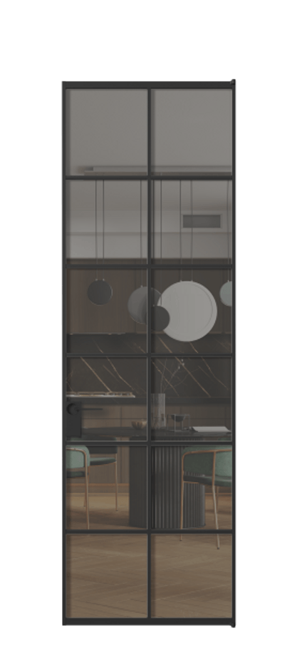 Алюминиевая дверь АЛПЛ040.05 Алюминий Черный Прозрачное серое стекло, триплекс, 6 мм Цена 136090  | Volhovec