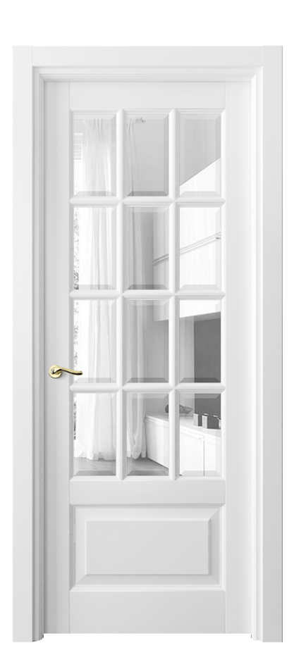 Межкомнатная дверь Lignum 0728 Бук белоснежный Прозрачное стекло с фацетом, 6 мм Цена 115799 ₽ | Volhovec