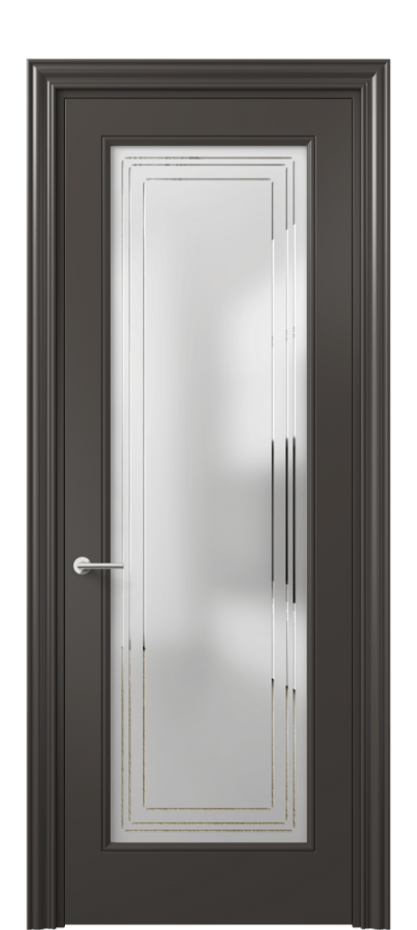 Межкомнатная дверь Mascot 8400 Матовый антрацит Сатинированное стекло с гравировкой "Грани", триплекс, 7 мм Цена 81480 ₽ | Volhovec