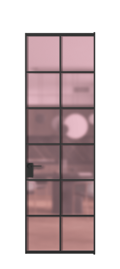 Алюминиевая дверь АЛПЛ040.05 Алюминий Черный Сатинированное розовое стекло, триплекс, 6мм Цена 136090  | Volhovec