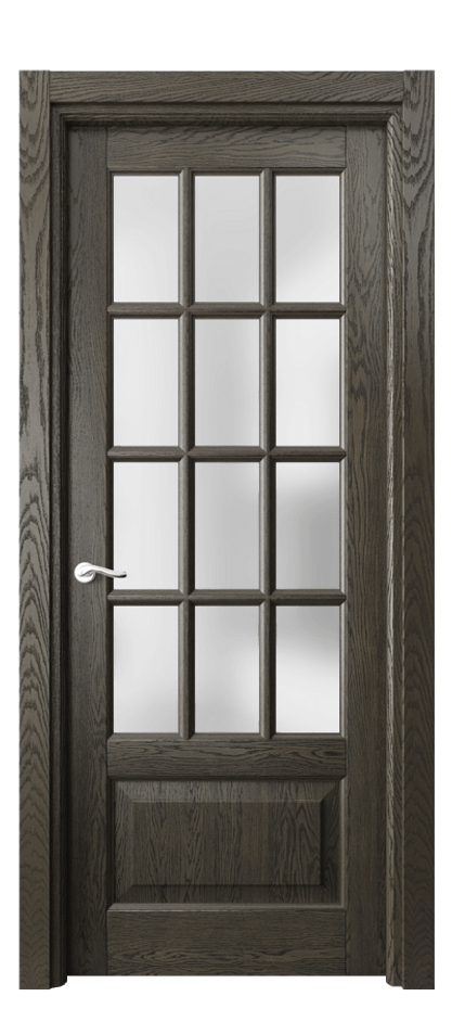 Межкомнатная дверь Lignum 0728 Дуб серый брашированный Сатинированное стекло Цена 173299 ₽ | Volhovec