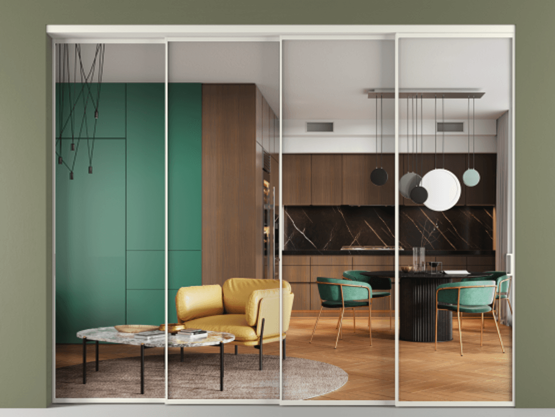 Перегородка Formato внутри проёма телескопик синхро 3 АЛПР 040.01 Алюминий Белый Прозрачное стекло "Crystal Vision", калёное, 6 мм. Скрытый короб БЕЛ Цена 483100 ₽ 1. Полотно 4 шт. (800/2100 мм)
2. Комплект установки раздвижной системы
3. Базовый комплект фурнитуры
4. Комплект фурнитуры телескопик синхро-3
5. Ручка RONDO
. Фабрика дверей Волховец 8 (800) 551 43 19 Перегородка Formato внутри проёма телескопик синхро 3 АЛПР 040.01 Алюминий Белый Прозрачное стекло "Crystal Vision", калёное, 6 мм Цена 483100 ₽ | Volhovec