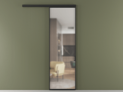 Алюминевая перегородка vd1_01 Matelux Crystalvision ЧЕР. Цвет Алюминий Черный. Материал Алюминий. Коллекция Перегородка Formato вдоль стены одностворчатая. Картинка.