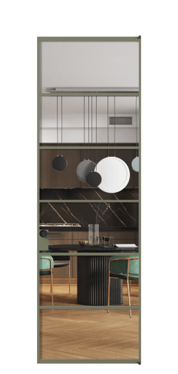 Дверь межкомнатная АЛПЛ040.04 Crystalvision АОТ. Цвет Алюминий оливковый тёмный. Материал Алюминий в эмали. Коллекция Formato. Картинка.