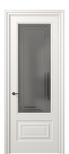 Дверь межкомнатная 8442 МПБЛ СЕР САТ ГРА. Цвет Матовый пудровый белый. Материал Гладкая эмаль. Коллекция Mascot. Картинка.