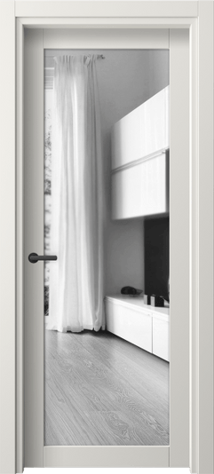 Дверь межкомнатная 2102 ПЭБЛ Двустороннее зеркало. Цвет ПЭТ белоснежный. Материал ПЭТ. Коллекция Neo. Картинка.